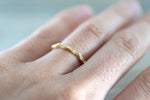 14K Yellow Gold Dainty Thin Stackable Diamond Engagement Wedding Promise Vintage Classic  Cute Ring Band Arch Shaped