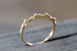 14K Yellow Gold Dainty Thin Stackable Diamond Vintage Classic Arch Shaped