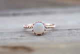 Melrose Fire Opal 14k Rose Gold Round Engagement Ring Wedding October Birthstone