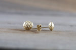 14k Yellow Gold Dice Cut Dome Ball Earring Stud Push Back