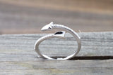 18k Solid White Gold Diamond Arrow Open Fashion Ring Band Love
