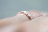 14kt Rose Gold Diamond Milgrain Etching Vintage Wedding Engagement Anniversary Band Ring Filigree Vine