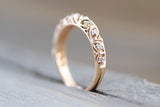 14kt Rose Gold Diamond Milgrain Etching Vintage Wedding Engagement Anniversary Band Ring