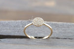 14k Solid Gold Disk Diamond Pave Circle Round Diamond Ring FR01003