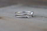 14k White Gold Diamond Safety Pin Design Ring Band Solid