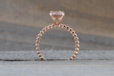 Payment Plan 14k Rose Gold Elongated Cushion Cut Pink Peach Morganite Prong Engagement Promise