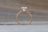 18k Rose Gold Diamond Oval Morganite Engagement Wedding Anniversary Love Ring Band Dainty Vintage Art Deco Simple