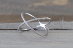 X Cross 14k White Gold Diamond Adjustable Love Promise Ring Band Shaped Large Fashion 0.15 carats
