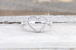 14k White Gold Diamond Open Heart Anniversary Promise Love Ring Band Fashion