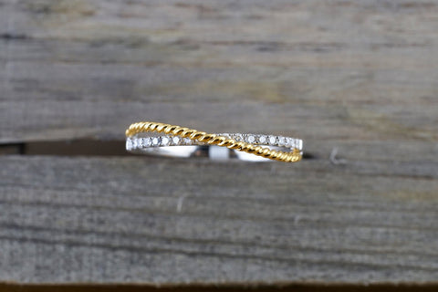 14k White Yellow Gold Diamond Twist Band Ring Engagement Wedding Promise