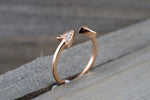 14k Solid Rose Gold Diamond Double Arrow Open Triangle Tri Pyramidmid Fashion Ring Band Love
