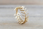 Gold Wide Diamond Leaf Petal Vine Ring FR01010