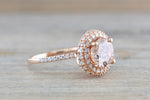 Penelope Round Morganite 3D Halo Ring M3087