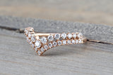 Diamond V Groove Tiara Crown Ring FR01013