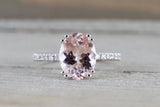 9x7mm Morganite Oval on Diamond Solitaire Engagement Ring