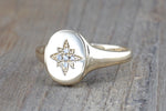 Gold North Star Signet Diamond Ring FR01014