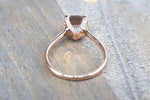 East West Cushion Morganite and Diamond Ring