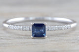 Square Blue Sapphire And Diamond Ring FR01007