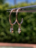 14k Rose Gold Marquise Diamond Dangling Hoop Earring
