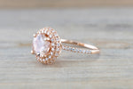 Penelope Round Morganite 3D Halo Ring M3087