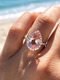 Gold Pear Morganite Diamond Halo Engagement Ring ASPER1430059