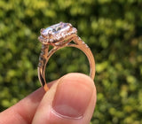 14k Rose Gold Cushion Halo Set with a Round Morganite  Ring
