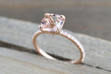 14k Rose Gold Cushion Morganite Diamond Ring  ASPER1430039