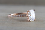 14k Gold Elongated Old Mine Cut Moissanite Diamond Ring Engagement M3096