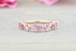 18k Rose Gold Pink Sapphire Baguette Cut Band Stackable Ring Wedding ASPBR010020