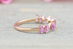 18k Rose Gold Pink Sapphire Baguette Cut Band Stackable Ring Wedding ASPBR010020